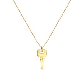 Kuzzoi Men's Necklace with Key Pendant (25 mm), Vintage Men's Necklace Made of 925 Sterling Silver Gold-Plated, Chain with Key for Men, Golden Chain for Men with Key, Length 55 cm, Sterling Silver