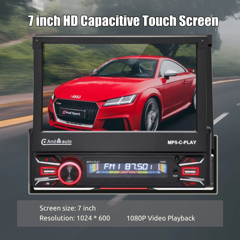 ESSGOO 7" Flip Out Screen Single 1 DIN Car Stereo