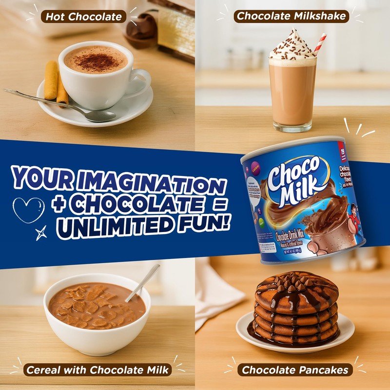 Choco Milk Powdered Chocolate Drink Mix 14.1 oz (12-Pack)