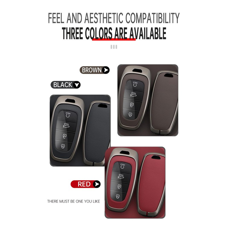 SANRILY Metal & Leather 3/4/5/7/8 Button Key Fob Cover Case