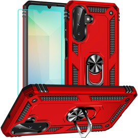 for Samsung Galaxy A17/A26 5G Case: with Screen Protector - Military Grade Protective Cases with Finger Ring Holder Kickstand for Samsung A17 5G/Samsung A26(Red)