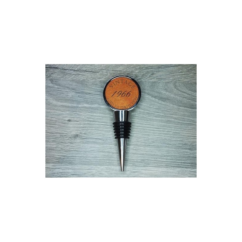 Vintage Aged to Perfection Bottle Stopper, Engraved Leather Funny Birthday