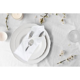 ACCENTHOME White Cloth Napkins Set of 12 18x18 inch Cotton Dinner Napkins - Washable Soft Premium Hotel Quality Reusable Napkins Perfect Table Napkins for Family Dinners, Weddings & Everyday Use