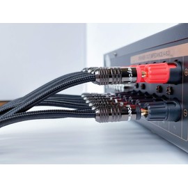 Goaycer Speaker Wire with Banana Plugs, 14AWG Speaker Cable with Gold-Plated Banana Tips,Oxygen-Free Copper (OFC), 6.6FT/2M