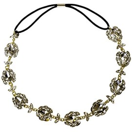 Mia Metal Chain Headwrap, 2 in 1 Hair Accessory, Headband + Necklace, Gold Metal with Clear Rhinestones, for Women, Teens, Dress Up 1pc