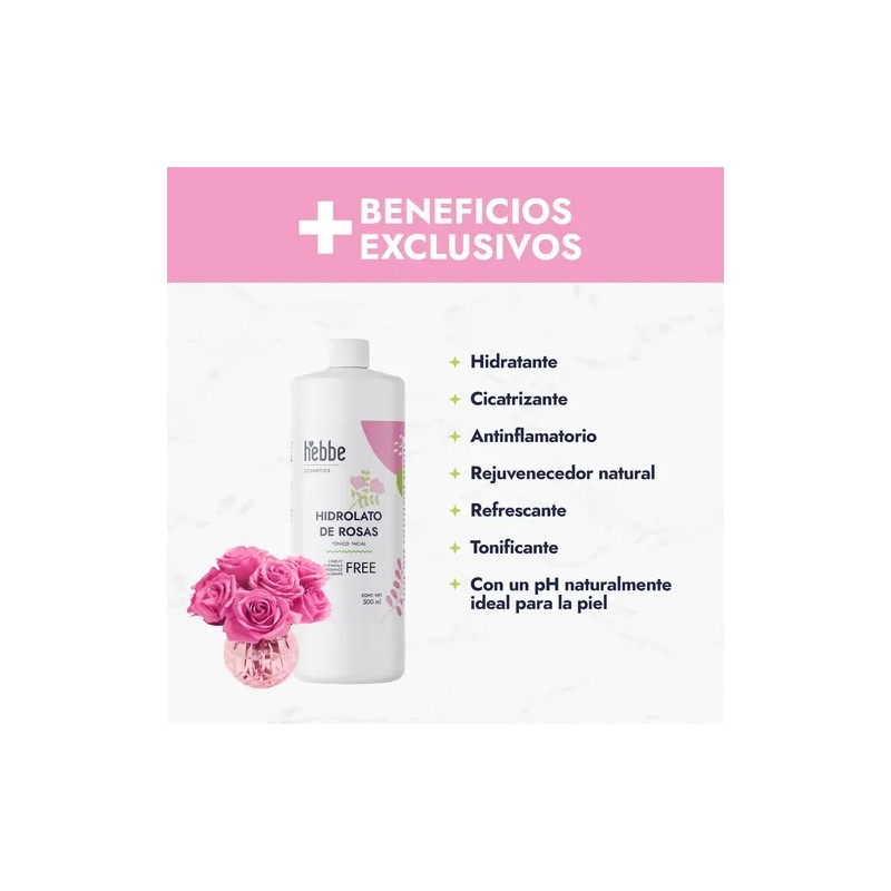 Agua De Rosas Sin Colorantes Tónico Facial Hidrolato 500ml