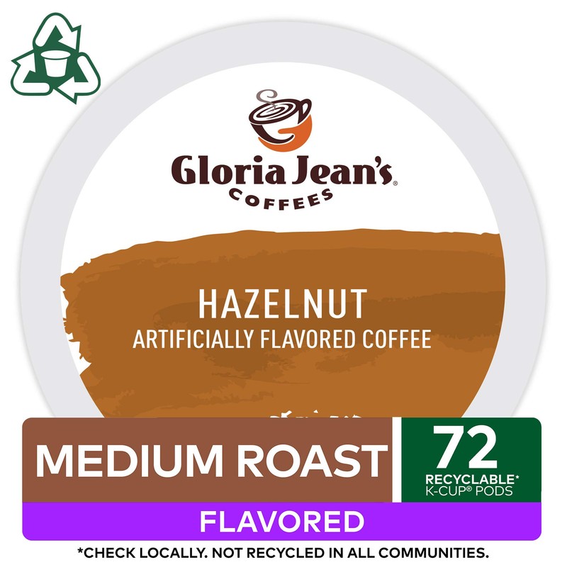 Gloria Jean's Coffees Hazelnut, Single-Serve Keurig K-Cup Pods, Flavored Medium