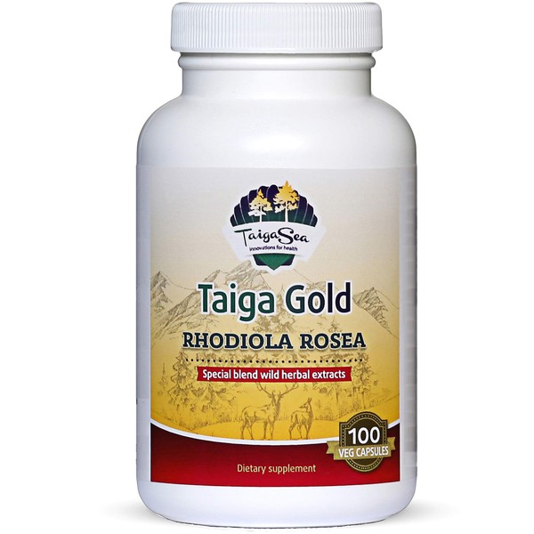 TAIGASEA Wild Rhodiola Rosea Extract, Siberian Herbal Extract Blend for Natural Stress Relief, Focus, Mood and Mental Refreshment, Optimal Energy and Endurance, Rhodiola Root Capsules