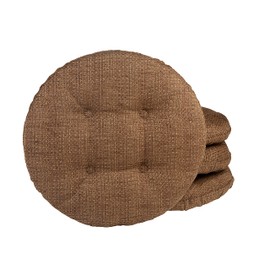 Klear Vu Omega Gripper Non-Slip Tufted Round Barstool Cushion for Dining Rooms, Cafes, Bars and Restaurants, 14”, 4 Count (Pack of 1), Brown