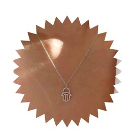 Cybche Boho CZ Hamsa Hand Necklace Choker Crystal Hamsa Hand Pendant Necklace Gold Evil Eye Necklace Chain Rhinestone Hamsa Choker Necklace Jewellery for Women, Zinc, No Gemstone