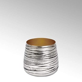 Lambert -Twister - Tea Light Holder / Lantern / Flower Vase - Aluminium/Nickel - Silver - (H x D) 9.5 x 10 cm - Small