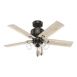 Hunter Fan 44 inch Noble Bronze Indoor Ceiling Fan with LED Light Kit and Pull Chain for Bedroom, Living Room/Family Room, Office, Basement, Kitchen, Dining Room (Renewed)