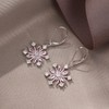 EVER FAITH Snowflake Dangle Earrings, 925 Sterling Silver Pink CZ