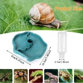 BEANPRECOY Reptile Water Dispenser, Turtle Water Bowl, 2 in 1 Reptile Automated Feeder, Turtle Water Dispenser with Bottle for Turtles, Hamsters, Lizards, Bearded Dragon, Snake (Blue)