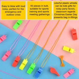 5 Pcs Loud Plastic Emergency Whistle with Lanyard for Outdoor Activities, Coach Trainning Whistles Party Whistles for School Sports and Kids Parties Gift Boxes Fillers (colorful)