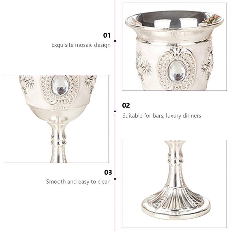 Gatuida 2pcs Goblets with Flower Pattern Elegant Alloy Cups for