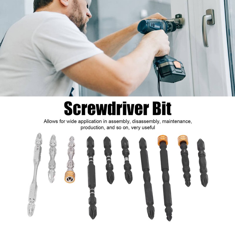 10Pcs Screwdriver Bit S2 PH2 Alloy Steel Double Ended Magnetic