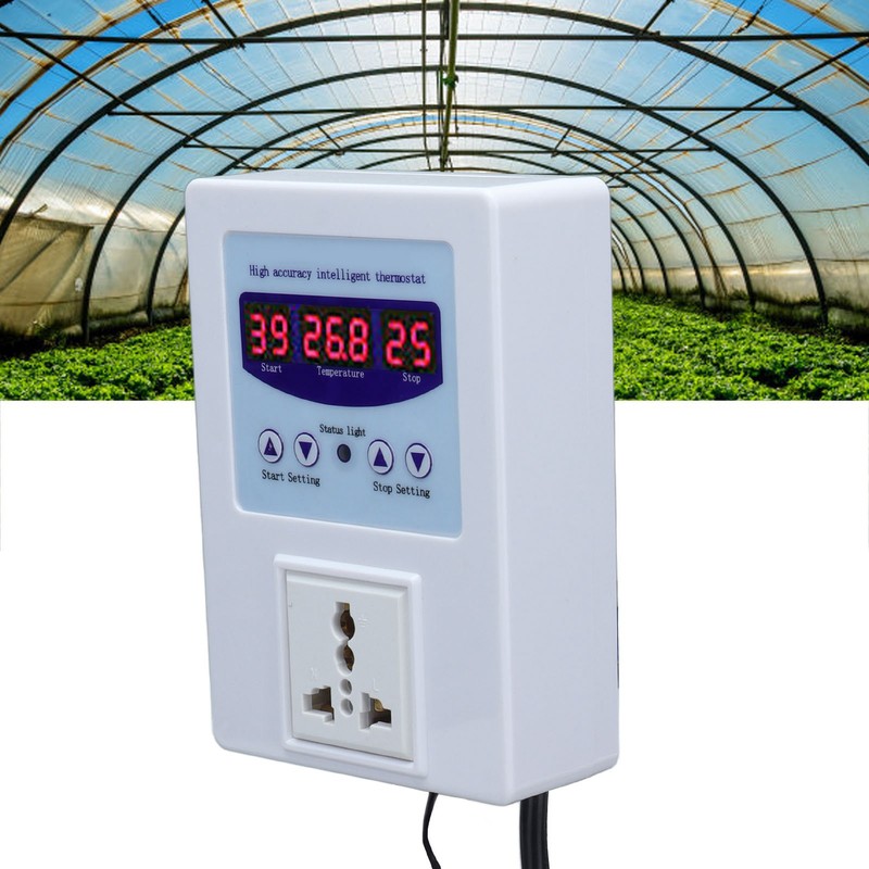 Temperature Controller Digital Display Thermostat Temp Regulator with Sensor AC110‑240VAU