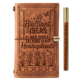 Gardening Gifts for Women Men Plant Lovers, Plant Lady, Gardeners, Cool & Unique Garden Leather Journal Notebook with Pen and Pen clip 7.87 x 4.7 Cover, 4 x 7.5 Pages (Inches) - Houseplants