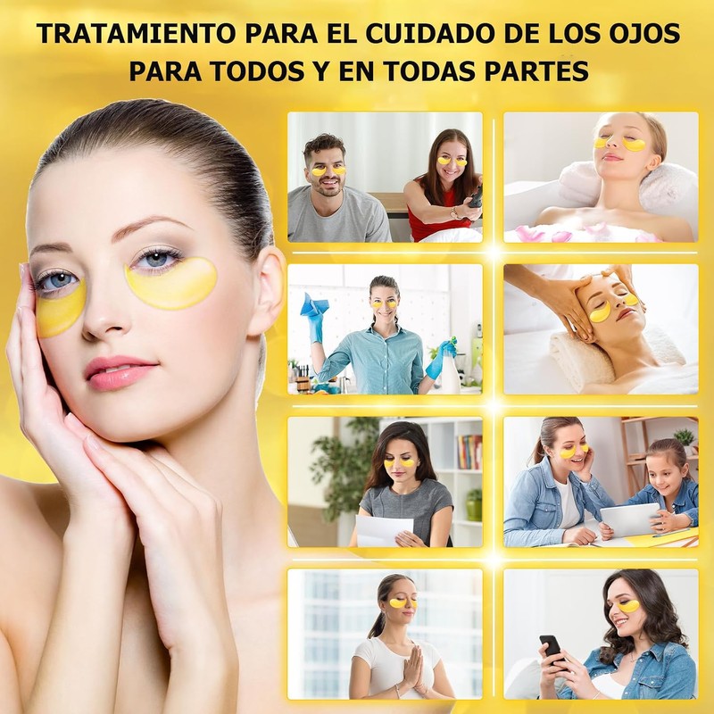 Parches para Ojos 24k Oro, 60 Pares Ojeras Patches Hidrogel