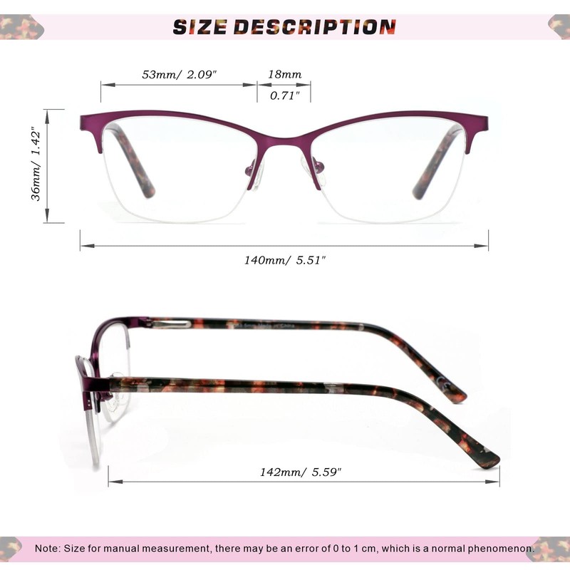 Missfive Premium Progressive Multifocus Metal Reading Glasses Women & A