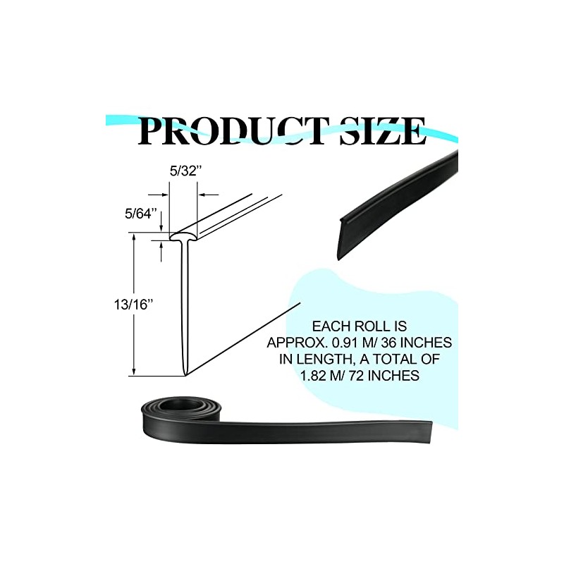Tondiamo 72 Inch Black Shower Door Rubber Seal Strip