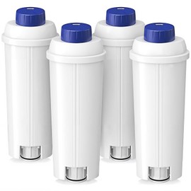 Ersatzwasserfilter kompatibel mit De'Longhi Kaffeemaschine DLSC002/SER3017/5513292811, ECAM/ESAM/ETAM/BCO/EC Serie, TÜV SÜD zertifiziert, Ersatzkartusche mit Aktivkohle & Ionenaustauschharz (4 Stück)