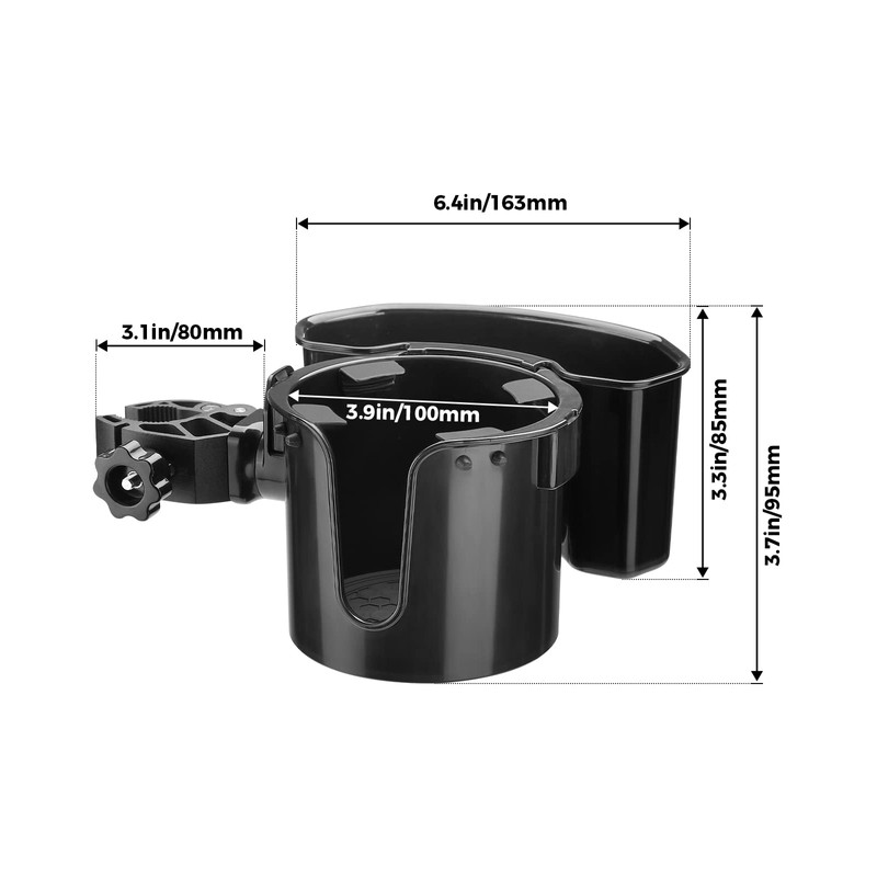 JOYTUTUS Wheelchair Cup Holder 2 Pack, 2-in-1 Walker Cup Holder