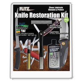 Flitz All-In-One Knife Restoration Care Kit – Clean, Polish, Protect and Sharpen Your Knives, Microfiber Cloth and Knife Sharpener Included - 6 Pack