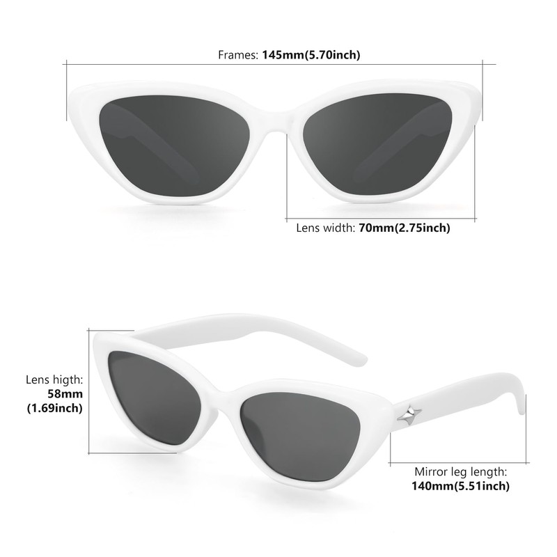 CHEERYMAGIC Sunglasses Womens, Retro Cat Eye Sunglasses Trendy Rectangle Sunglasses