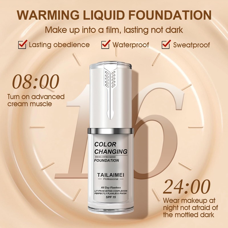 Allony Foundation Colour Changing, 40 ml Colour Changing Foundation, Colour-Changing