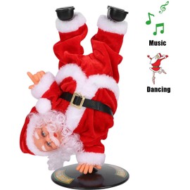 ITODA Dancing Singing Santa Claus Electric Red Santa Christmas Figurine Handstand Rotating Street Dance Singing Christmas Doll Music Toy Gift Decoration