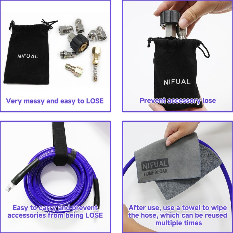 NIFUAL 150FT Sewer Jetter Kit for Pressure Washer, 5800PSI Drain