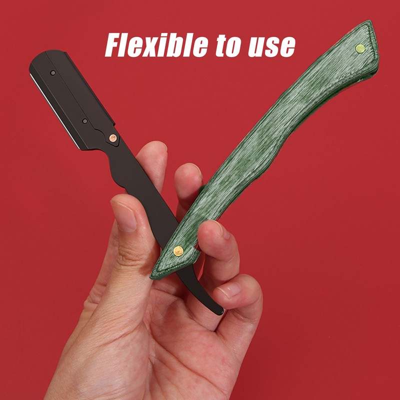 Foldable Beard Blade Holder Stainless Steel Composite Wood Beard Knife