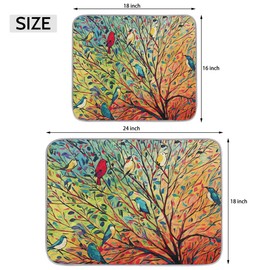 Spring Bird Dish Drying Mats for Kitchen Counter, Birds Tree Dish Mat Absorbent Reversible Microfiber Dish Drying Pad Durable Dish Drainer Rack Mats Heat Resistant (18x24 inch)