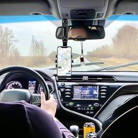 OUBELI Handyhalterung Auto Handyhalter für Sonnenblende, Universal 360 Grad Drehbarer Einziehbarer Auto Handyhalter, Kompatibel mit alle Smartphones Mit 4-7 Zoll