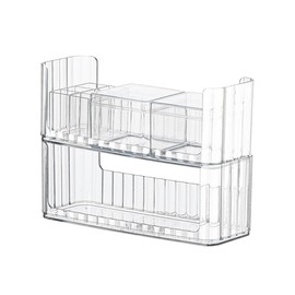 NuuNuy 2-Pack Clear Acrylic Drawer Organizer Bins – 4 Sizes Stackable Storage Trays for Makeup, Vanity, Bathroom, and Office Supplies