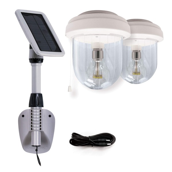 Gama Sonic Light My Shed IV, Interior, 2 Solar Powered Lights, Wall or Ceiling Mount, White (GS-16B2)