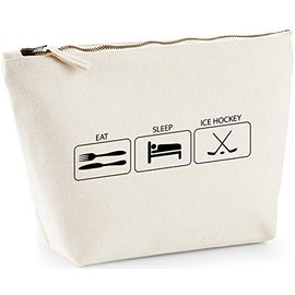 Hippowarehouse Eat sleep ice hockey printed make up cosmetic wash bag 18x19x9cm