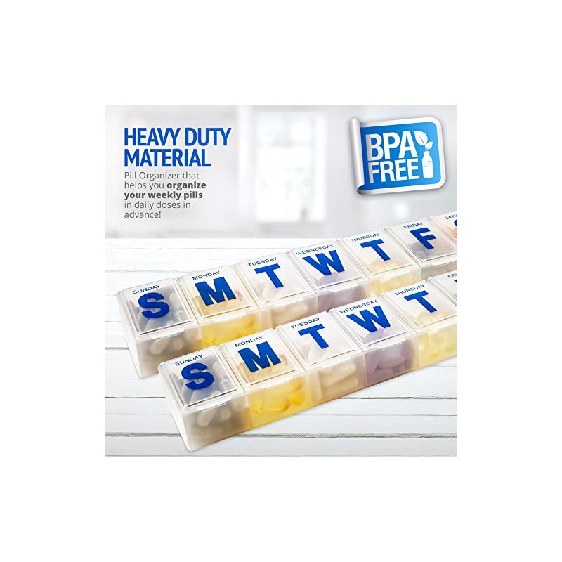 MEDca Weekly Pill Organizer, 7-Day Pill Planner Extra Large