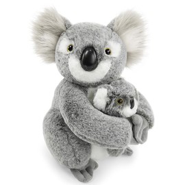 JUSTQUNSEEN 2PCS Koala Stuffed Animal with Baby Hugging Koala Bear Plush Toy 10 Inch Cute Soft Mom and Baby Plushies for Girls Girlfriend Women Valentines Day Gifts Kawaii Room Decor Love Present