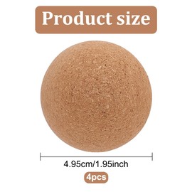 BENECREAT Pack of 4 Wooden Wine Cork Balls, Cork Ball Stopper, 5 cm, Reusable Ball Stopper for Wine Bottles, Stoppers for Exchanging Wine Decanter Carafe Bottles