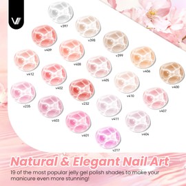24Pcs Jelly Gel Nail Polish Set -Soft Milky White Nude Pink Red Brown Jelly Translucent Gel Polish Colors with Base Coat 4 Top Coats Neutral Colors All Seasons Nail Polish Set Gifts for Women