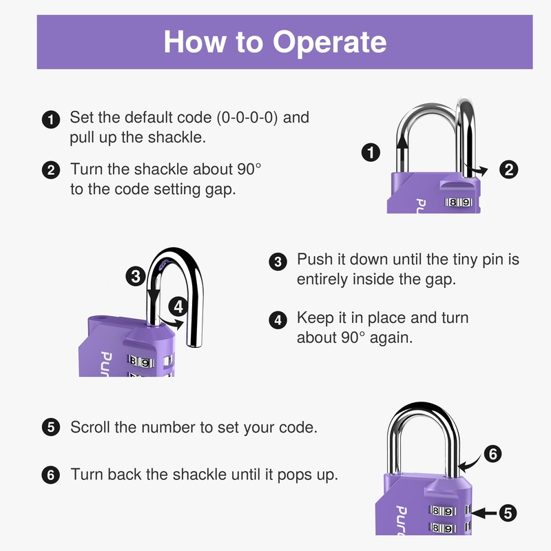 Puroma 1 Pack Combination Lock 4 Digit Locker Lock Outdoor