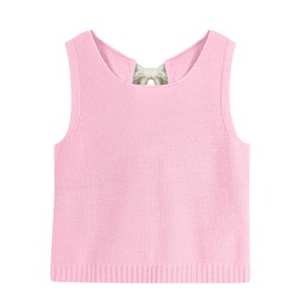 Tanou Women's Casual Loose Tank Tops 2025 Fall Fashion Back Bow Tie Knit Sleeveless Sweater Vest Pink