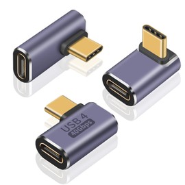 Poyiccot USB C 90 Degree Adapter 3 Style,100W Charging, 40Gbps Data, 8K@60Hz Video, USB C Right Angle Adapter Thunderbolt 4 Type C Extender for Laptop, Switch, Steam Deck, MacBook, Mobile Phone