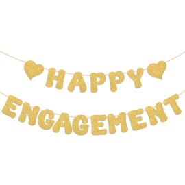 Glitter Happy Engagement Banner Engagement Party Decorations Engagement Party Banner for Bachelorette Party Decorations Proposal Sign Just Engaged Decorations Wedding Backdrops (Champagne Gold)
