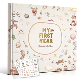 Hyggartn Baby Memory Book – My First Year Journal with Stickers (84 Pages) Gender-Neutral Keepsake for Boys & Girls Thoughtful Gift for New Parents