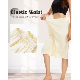 MANCYFIT Pettipants for Women Culotte Slip Bloomers Satin Pant Under Dresses Lace Trim Beige X-Large