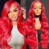 AAY Red Body Wave Human Hair Wig 200 Density 13x4